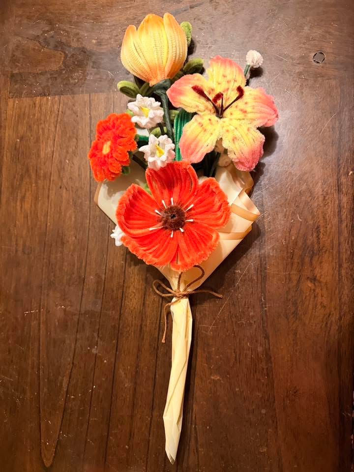 Handmade pipe cleaner floral arrangement by Emily Jordan — Wild Ginger Creations